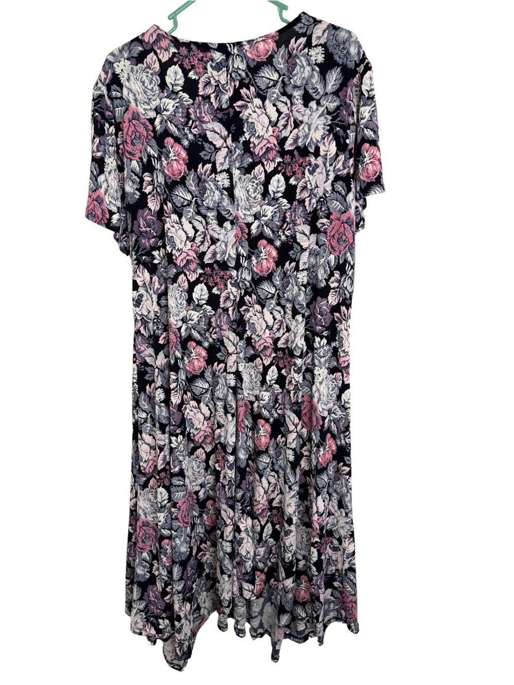 Perceptions Pink & White V Neck Short Sleeve Floral Midi Dress - Picture 2 of 5